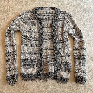 Zara Knit Black and White Striped cardigan sweater